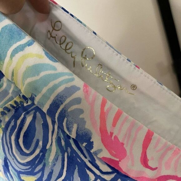 LILLY PULITZER Stretch Twill Buttercup 5inch Shorts "BEACH PLEASE" Size 00 - Picture 5 of 7